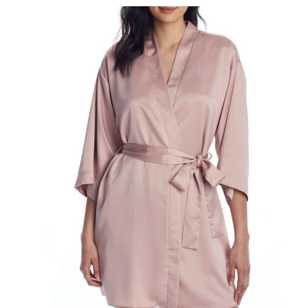 FLORA NIKROOZ Victoria Charmeuse Robe In Smokey Rose